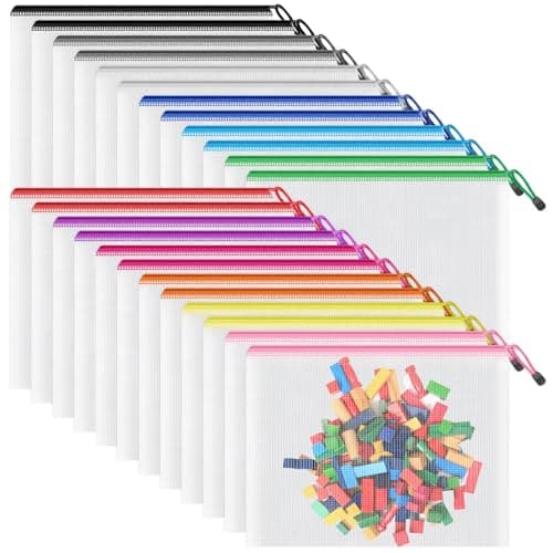 Image of Smarpau 24PCS Plastic Wallets A5 - Plastic Folders A5 Zip Wallets Zip Lock Bags Waterproof Mesh Document Bags for School, Office Supplies, Home Storage(12 Colors)
