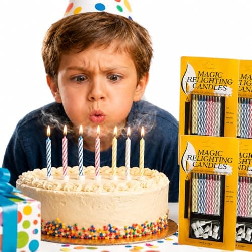 Image of Magic Relighting Birthday Candles Multicolor Spiral Trick Candles Blow Out Joke Candles with Holders for Birthday Cake Party Decorations 40 Pack
