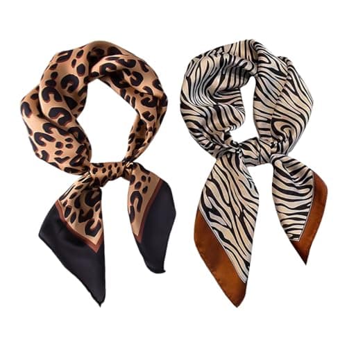 Image of WUFGWBD 2 Pieces Women’S Hair Scarf, Leopard & Zebra Print, Fashionable Neck Scarf & Headband