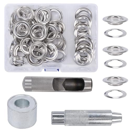 Image of COEWUR 50 Sets Grommet Tool Kit 20mm Large Grommets Eyelets Kits Tarpaulin Eyelet Kit Eyelet Punch Kits with Grommet Setting Tool for Curtains Canvas Fabric Leather Clothing Shoes Craft Making