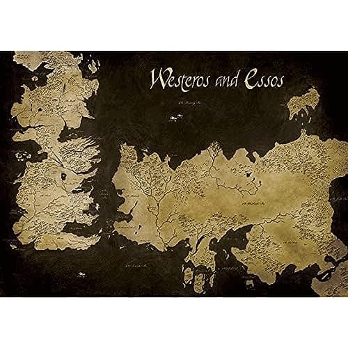 Image of Pyramid International "Game of Thrones Westeros And Essos Antique Map Canvas Print, Cotton, Multi-Colour, 1.80 x 85.00 x 120.00 cm