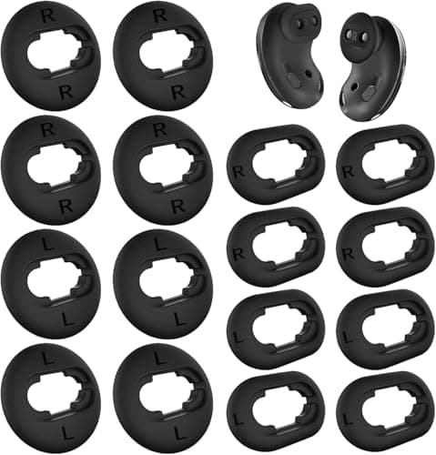 Image of 8 Pairs EarBuds Ear Tips, Soft Silicone Anti-Slip Ear Adapter, Black Wireless Bluetooth Headphones Earbuds Sets, Replacement Accessories Compatible with Samsung Galaxy Buds Live Earphones