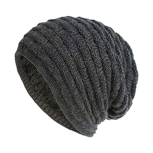 Image of Hebenie Beanie Hat Women - Knitted Winter Warm Beanies Thermal Fleece Line Soft Stretch Slouchy Beanie Cable Hat for Outdoor (UK, Alpha, One Size, Dark Grey)