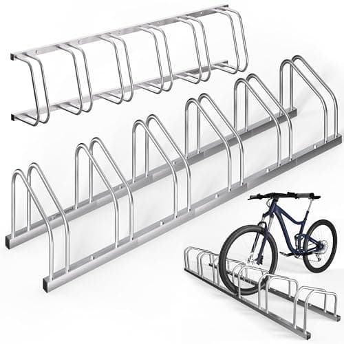 Image of Monzana® Bicycle Stand For 6 Bicycles 30-65mm Tyre Width 37cm Wheel Spacing | Wheel Stands | Multi Bikes Stand | Freestanding Floor Or Wall Mountable Cycle Rack | Galvanised Parking Storage Secure