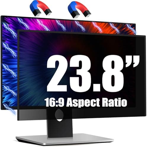 Image of Magnetic Invisible Hidden Design Computer Privacy Screen Filter 23.8 Inch for Frameless Monitor 16:9 Aspect Ratio, Removable Anti Glare Blue Light Protector, Double Sided Reversible Eye Care Film