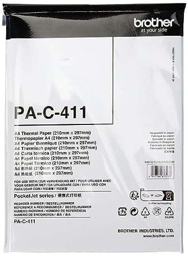 Image of Brother PA-C-411 Thermal Printer Paper, A4, Premium Grade Glossy, White, 210 (W) x 297 mm (L), 100 Sheets, Brother Genuine Supplies, white