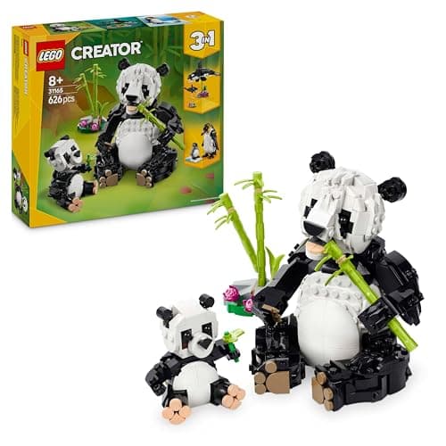 Image of LEGO Creator 3in1 Wild Animals: Panda Family Toy - Transforms into Penguin Figures or Orca Whale Toys - Creative Birthday Gift for 8+ Year Old Girls & Boys - 31165