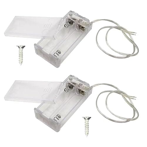 Image of 2 AA Battery Holder with Switch, 2PCS 4.5V Battery Holder with Switch, 2X 1.5V AA Battery Holder with Leads and Switch for LED String Light DIY or Fixing
