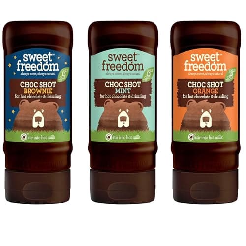 Image of Sweet Freedom Chocolate Lovers Choc Shot Bundle 320 g – Brownie, Mint & Orange Vegan Chocolate Sauces Naturally Sweetened with Fruits for Desserts (Pack of 3)