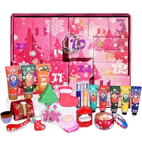 Image of Beauty Advent Calendar Gifts for Women, 24pcs Spa Pamper Gift Sets Bubble Bath Countdow Calendar, Skincare Xmas Secret Santa Gift Basket for Her Mum Wife Best Friend Family