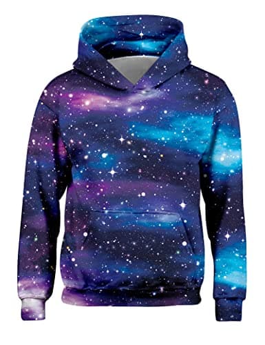 Image of Freshhoodies Galaxy Hoodies For Boys Girls Dark Blue Galaxy Funny Long Sleeve Dark Blue Hooded Pullover Sweatshirts Hoodies For Teenage Girl 6-8 Years (L)