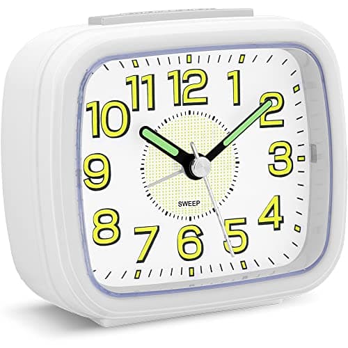 Image of Pilmoux Alarm Clocks Bedside Non Ticking Battery Powered Silent Luminous Clock Large Dial Table Clocks for Bedrooms Snooze Night Light Loud Crescendo Alarm for Home