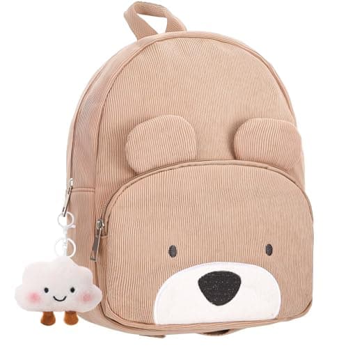 Image of Meng Jiaran 1 Pack Mini Toddler Backpack for Girl, Personalised Pink Toddler School Rucksack, Preschool Kindergarten Elementary Backpack Children's School Rucksack for Preschool Travel(Brown Bear)