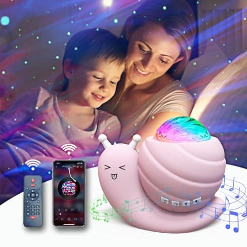 Image of Mycket Star Projector Night Light, 4 in 1 Aurora Galaxy Projector Lights, Snail Kids Night Lights for Bedroom with Remote/Music Bluetooth Speaker/Colors Changing/Timer Fuction for Kids Adults Gifts