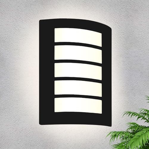 Image of HiBay Outdoor Wall Light Mains Powered Outside Security Lights Stainless Steel Black Wall Sconce Lamp IP44 Waterproof E27 External Lamps for Indoor Front Door Porch, Without Bulb