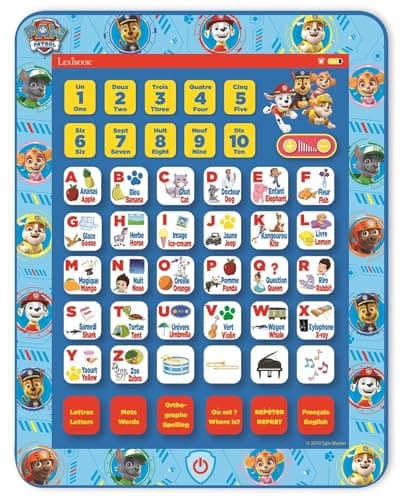 Image of Lexibook, Paw Patrol, Educational Bilingual Interactive Learning Tablet, Toy to learn alphabet letters numbers words spelling and music, English / French, Blue, JCPAD002PAi1LXB