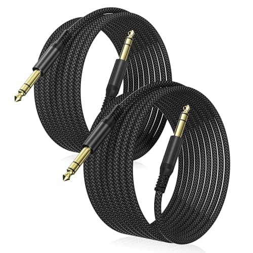 Image of Elebase 1/4 Inch TRS Instrument Cable 3M 2-Pack,Straight 6.35mm Male Jack Stereo Audio Interconnect Cord,6.35 mm Balanced Line for Electric Guitar,Bass,Keyboard,Mixer,Amplifier,Amp,Speaker,Equalizer
