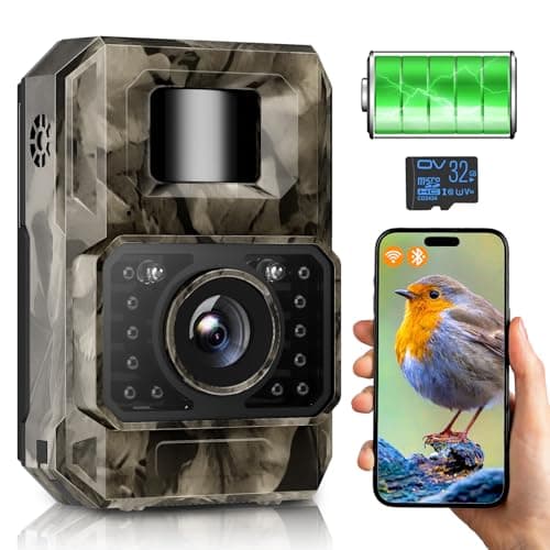 Image of MAXDONE Wildlife Camera WiFi Bluetooth 4K 64MP Trail Camera with Night Vision Motion Activated, IP66 Waterproof, Built-in Battery Rechargeable Power Trail Cam for Outdoor Garden Wildlife Monitoring