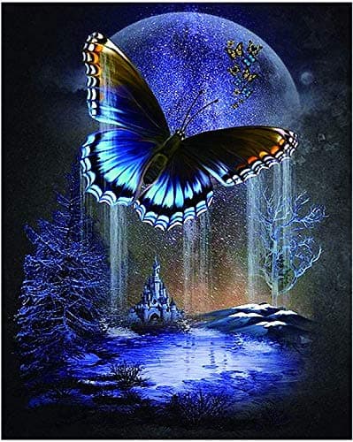 Image of DIY 5D Diamond Art Painting Kits Full Drill, Crystal Rhinestone Embroidery Cross Stitch Craft Painting Pictures for Adults Kids, Canvas Butterfly Painting by Numbers for Home Wall Decor - 30x40cm