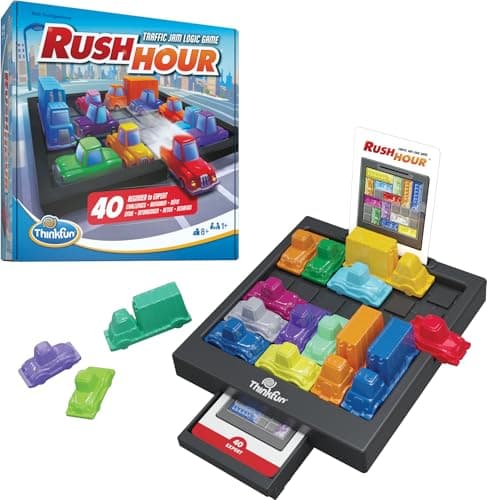 Image of ThinkFun Rush Hour (2025 Edition) – Traffic Jam Logic Puzzle Game with 40 Challenges, STEM Brain Teaser for Kids Age 8+ & Adults, Travel-Friendly