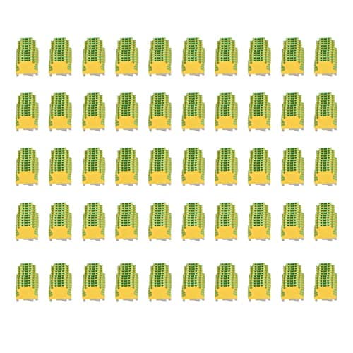 Image of Jadeshay Din Rail Connectors,50 Pieces Din Rail Terminal Blocks Kit Universal Class Terminal Block USLKG-2.5 Grounding Electrical Crimping Terminals Block for Automation,Distribution Cabinet and DIY