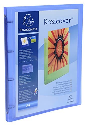 Image of Exacompta - ref. 51962E - 1 customizable flexible PP binder 1 pocket - 4 round rings, 15 mm diameter - External dimensions: 32 x 25 cm - A4 file format - Colour: blue