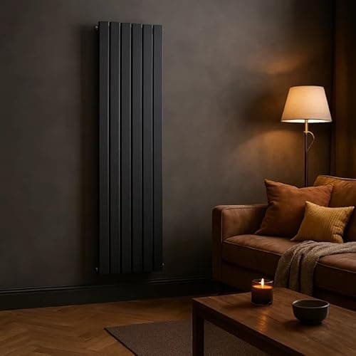 Image of 1800 x 452mm Vertical Designer Radiator Anthracite– 6-tube Single Flat vertical Radiator, Wall Mounted Steel Radiators for Bathroom & Living Room