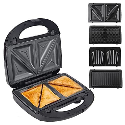 Image of Belaco Sandwich Maker 4 in 1 Sandwich Toaster panini maker Machine Non-Stick Easy Clean triangle waffle maker and shell detachable plate Non-Stick Coating Plate skid resistant feet
