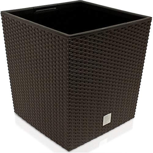 Image of Prosper Plast DRTS325L-440U 32 x 32 x 32.5 cm Rato Low Flowerpot - Dark Brown - 2 part set (with insert pot)