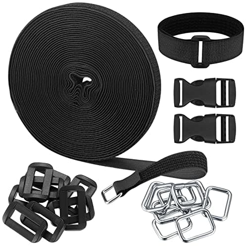 Image of 10m Adjustable Cable Straps, Black Fastening Cable Ties, Reusable Hook and Loop Securing Straps, Heavy Duty Cable Management Wires Cords Tidy Organiser Ties, with Buckles, Free Cut Length