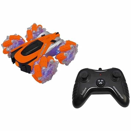 Image of LEXIBOOK, Crosslander®, Glow-in-the-dark radio control car, remote control, rechargeable, electronic action game, Orange/Black, RC21