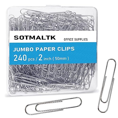 Image of 240pcs Jumbo Paper Clips, 50mm Large Silver Paper Clip, Big PaperClips for Paperwork Office School and Personal Use
