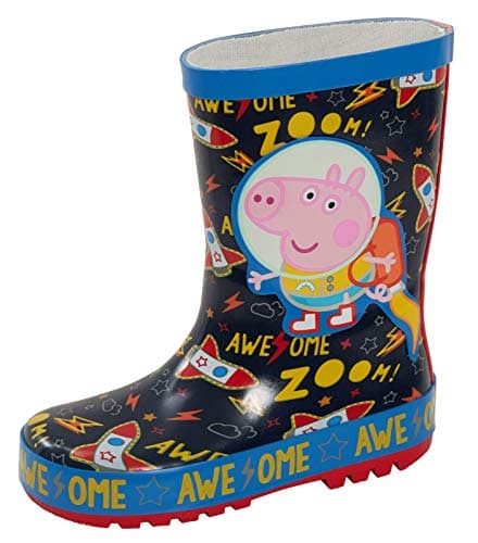 Image of Peppa Pig George Pig Astronaut 3D Rubber Wellington Boots 10 UK Child Navy