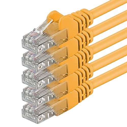 Image of 1aTTack.de 2m - yellow - 5 pieces - (PACK) - CAT.6 CAT6 Ethernet LAN network cable 1000 Mbit/s patch cable