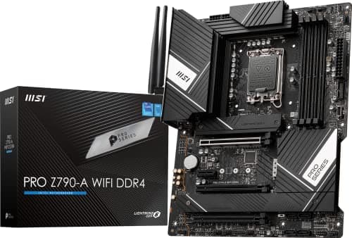 Image of MSI PRO Z790-A WiFi DDR4 ProSeries Motherboard (Supports 12th/13th/14th Gen Intel Processors, LGA 1700, DDR4, PCIe 5.0, M.2, SATA 6G, 2.5Gbps LAN, USB 3.2 Gen2, Wi-Fi 6E, Bluetooth 5.3, ATX)