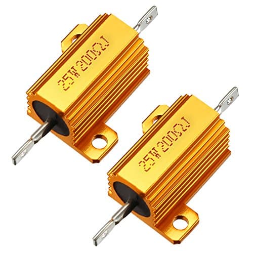 Image of sourcingmap 25W 200 Ohm 5% Aluminum Housing Resistor Screw Tap Chassis Mounted Aluminum Shell Wirewound Resistor Load Resistors Gold Tone 2 pcs