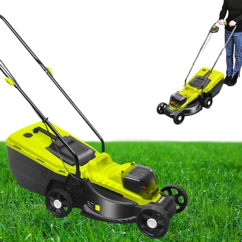 Image of Glowdora Cordless Lawn Mower, 3400 Rpm High Speed Cutting, Cutting Size 33cm, With Dual Batteries, 45l Large Capacity Grass Collection Box, Low Noise, 40v High Power Brushless Motor, Green.
