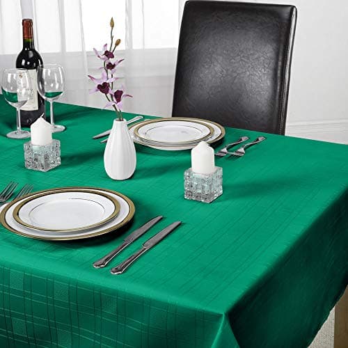 Image of Emma Barclay Chequers - Jacquard Table Cloth in Forest Green - 50x70 (127x178cm)