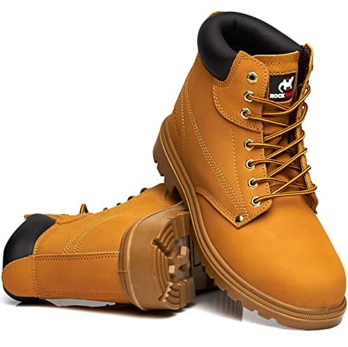 Image of Rock Reptile Apprentice Mens Leather Safety Boots Steel Toe Cap Work Lightweight Shoes S1P SRC Lace Up Ankle Boots (Honey/Tan, uk_footwear_size_system, adult, men, numeric, medium, numeric_13)