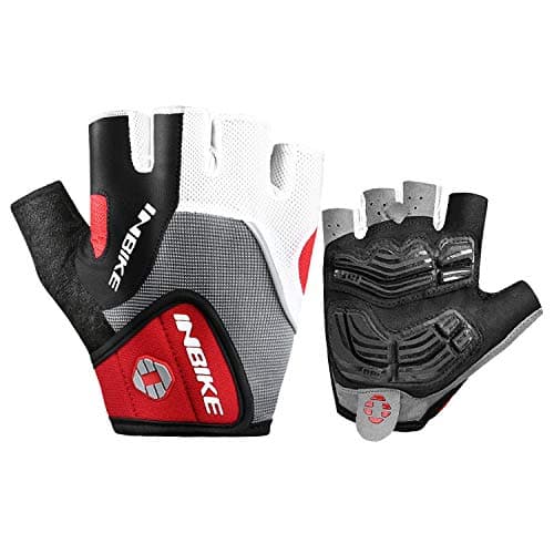 Image of INBIKE Cycling Gloves Men Gel Padded Half Finger Road Cycle Bike Bicycle Gloves for Biking Mens (Red L)