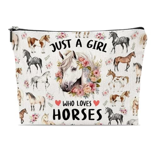 Image of Horse Gifts for Girls Women Makeup Bag Horse Lover Gifts Travel Toiletry Pouch Cosmetic Bag Pencil Case Cowgirl Equestrian Present Christmas Birthday Graduation Gift for Daughter Friend Sister Wife