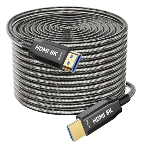 Image of Ploiwue 8K 40m HDMI opticafiber cable active optical AOC 2.1 48Gbps ultra high speed cable Stainless steel reinforced armor protection Function for HDTV/Projec tor Home TheatreTV Gaming Box
