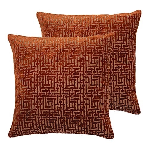 Image of Paoletti Delphi Feather Filled Cushions (Twin Pack), Polyester, Rust