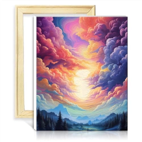Image of TANGFEIY Oil Painting Kits Rainbow Dream on Canvas Painting Adults with Brushes and Acrylic Pigment Kits on Canvas for Wall Art Decor with Frame(40x50cm)