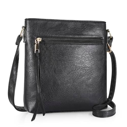 Image of DOB SECHS Soft PU Leather Crossbody Bags for Women, Cross Body Bag with Multiple Pockets, Adjustable Strap, Perfect for Daily Use, Black