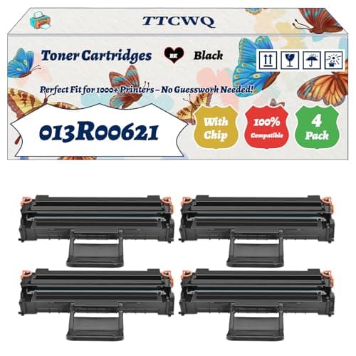 Image of Compatible for Xerox 013R00621 Toner Cartridges Work for Xerox Phaser PE220 PE220 Printers, with Chip, High Yield 4000 Pages, High-Definition Printing (4 Pack Black)
