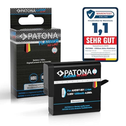 Image of PATONA Platinium Replacement Battery for GoPro AHDBT-801 AHDBT-501 AHDBT-701 AABAT-001 1250mAh Compatible with Hero 5 / Hero 6 / Hero 7 / Hero 8 601-10197-00 AABAT-001-AS ASST1 CHDHX-5011