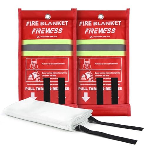 Image of FIREWESS Emergency Fire Blanket, 2 Pack Fiberglass Flame Retardant Fire Blankets Emergency for Home, Kitchen, Car, Office, Grill, 39.4X 39.4inch Fire Extinguisher Blanket