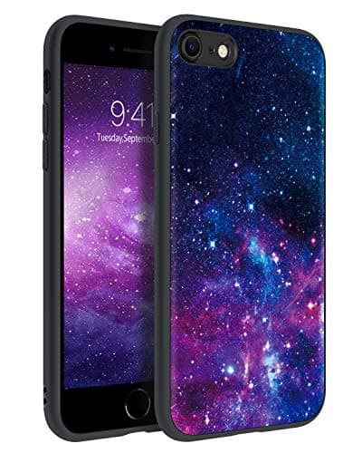 Image of BENTOBEN for iPhone 7/8/SE 3/2 (2020/2022) Phone Case, Glow in the Dark Nebula Galaxy Pattern Soft Silicone Slim Flexible Bumper Shockproof Protective Women Men Case for iPhone 7/8/SE- Purple