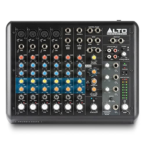 Image of ALTO TrueMix 800FX Audio Mixer with 4 XLR Mic Ins, USB Audio Interface and Bluetooth for Podcasting, Live Performance, Recording, DJ, Mac and Windows